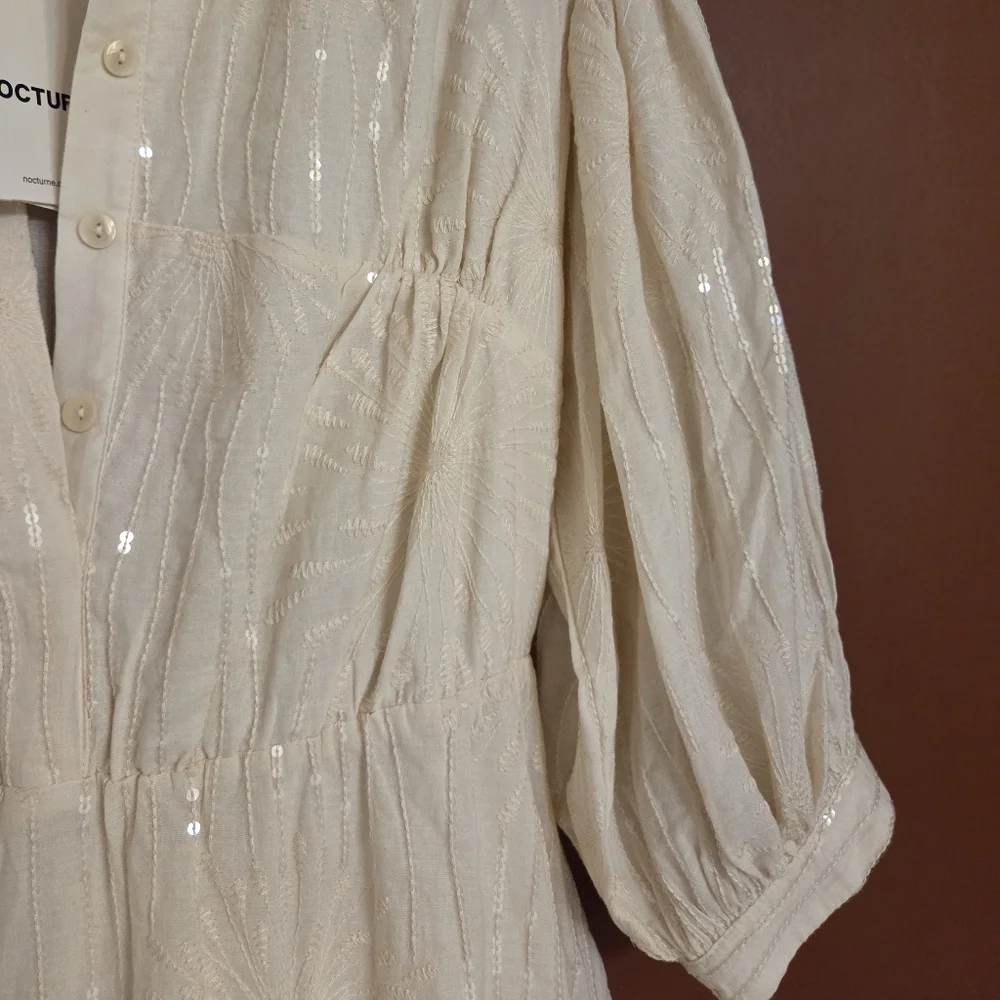 Final Price Nocturne Chic Cream Long Sleeve Dress - Picture 5 of 11